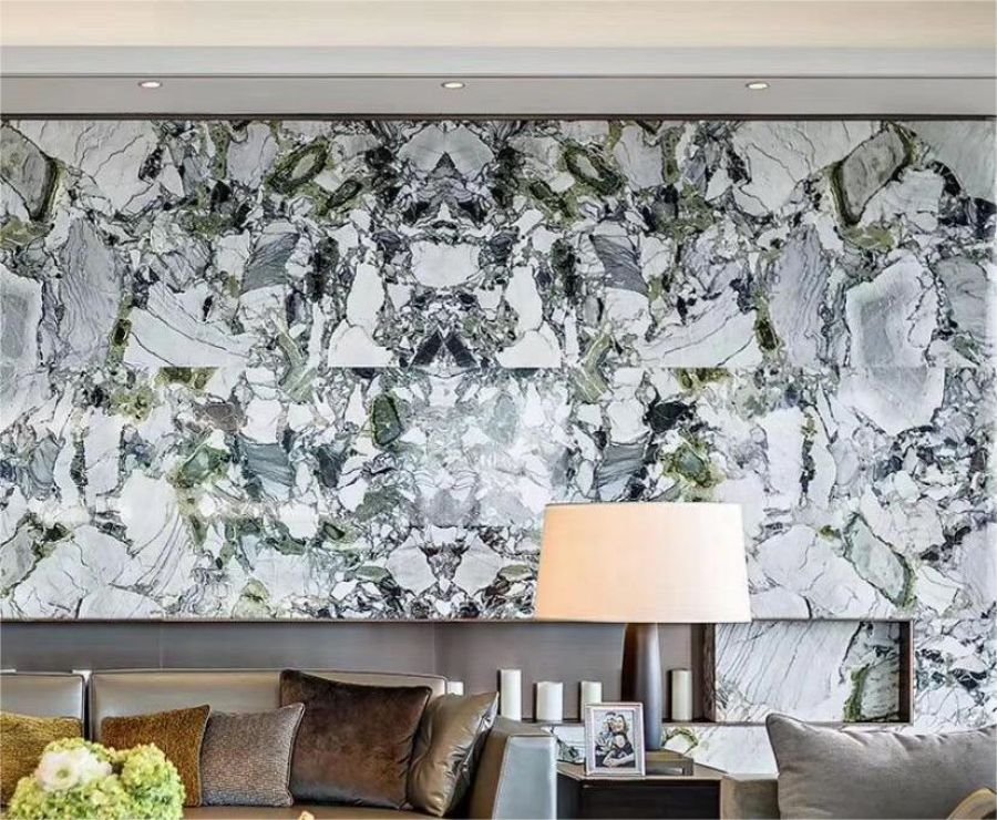 polished ice green marble