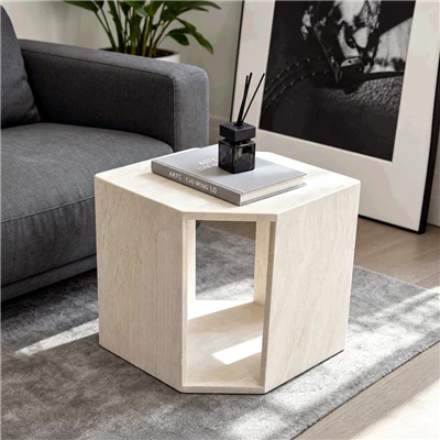 Sidebord i beige marmor